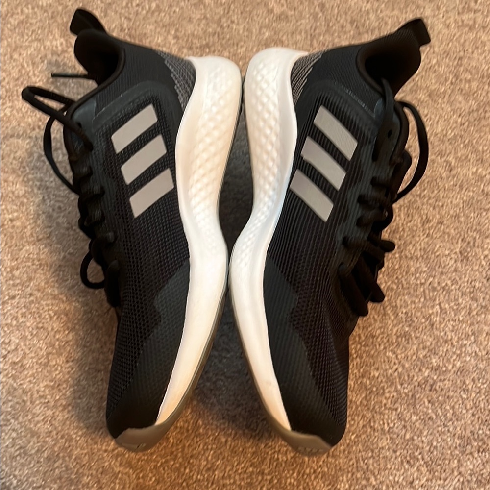 Adidas Cloudfoam Black and White Athletic Shoes with Mesh Uppers - Picture 5 of 6